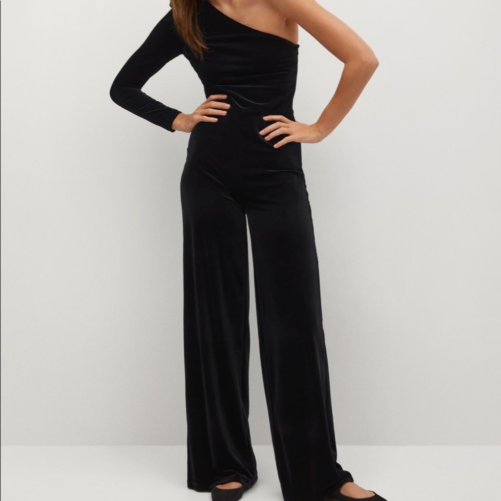 MANGO Asymmetric Velvet Jumpsuit